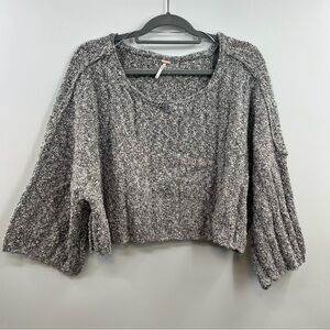 Free People Good Day Cropped Sweater XS NWOT Marled Oversized Wide Sleeve
